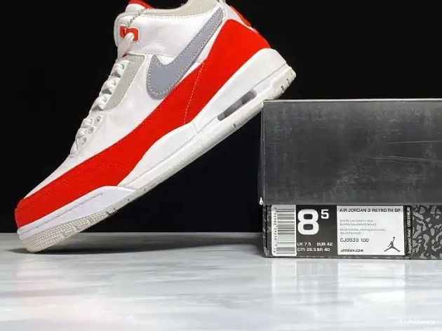 Kick Theory University Retro 3 Air White Tinker Red Jordan CJ0939-100 0617
